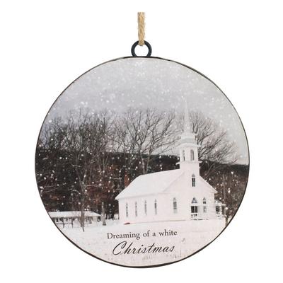 Metal White Christmas Disc Ornament (Set of 12) – Melrose International 90151DS