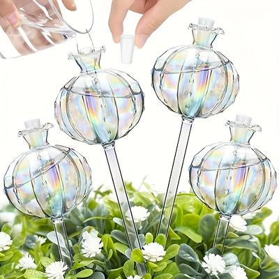 TEMU 2/4packs, Plant Watering Globes , Iridescent Self Watering Planter Insert, Glass Plant Watering Devices Automatic Plant Watering Bulbs For Indoor And Outdoor Cactus Plants Waterer Image