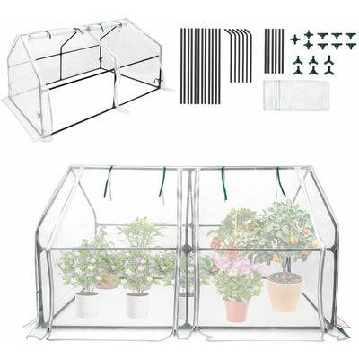 Foliengewächshaus Gewächshaus Tomatenhaus mit 2 aufrollbare Tür für Garten Aufzucht Pflanzen, Image
