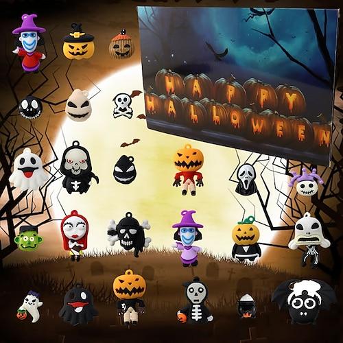 Der Halloween-Puppen-Adventskalender 2023 enthält 24 Geschenke, einen Halloween-Horrorfiguren-Countdown-Kalender mit Überraschungsspielzeugen und die Albtraum-Halloween-Sammelfigurengeschenke für