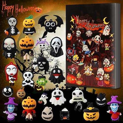 Der Halloween-Puppen-Adventskalender 2023 enthält 24 Geschenke, einen Halloween-Horrorfiguren-Countdown-Kalender mit Überraschungsspielzeugen und die Albtraum-Halloween-Sammelfigurengeschenke für