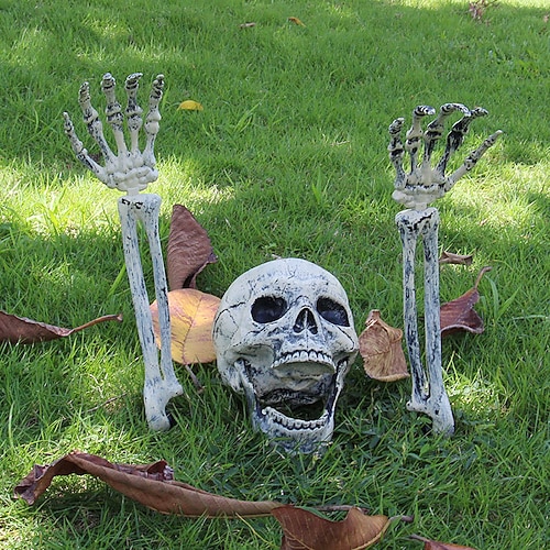 1 Set Halloween-Dekorationen, Halloween-Unterhaltung, Feiertagsdekorationen, Party, Garten, Hochzeit, Dekoration, 13,5 x 18,5/9,5 x 37 cm, Halloween-Skelett-Dekoration