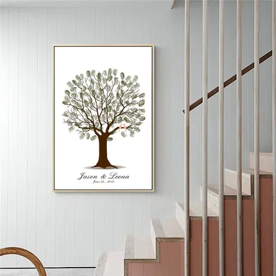 Personalized Wedding Guest Book Fingerprint Tree Canvas Wall Art Poster Wedding Gift Signature