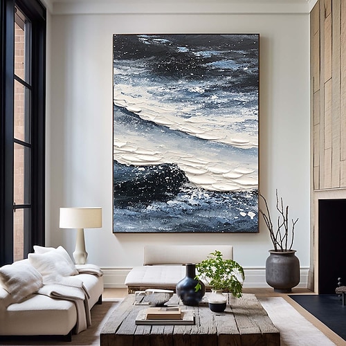 grandi dipinti ad olio su tela di mare dipinti ad olio fatti a mano 3d texture paesaggio marino arte dipinti ad olio arte murale fatta a mano dipinti di onde oceaniche blu e bianche pittura ad olio