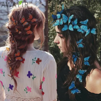 AWAYTR Handmade Simulation Butterfly Wedding Headwear Hairpins DIY Gift For Girl Beautiful Hair Clip