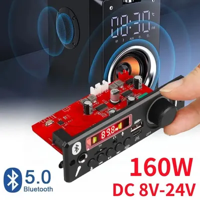 160W Amplifier Bluetooth MP3 WMA APE Decoder Board 12V 80W Handsfree Car Audio Microphone USB TF FM