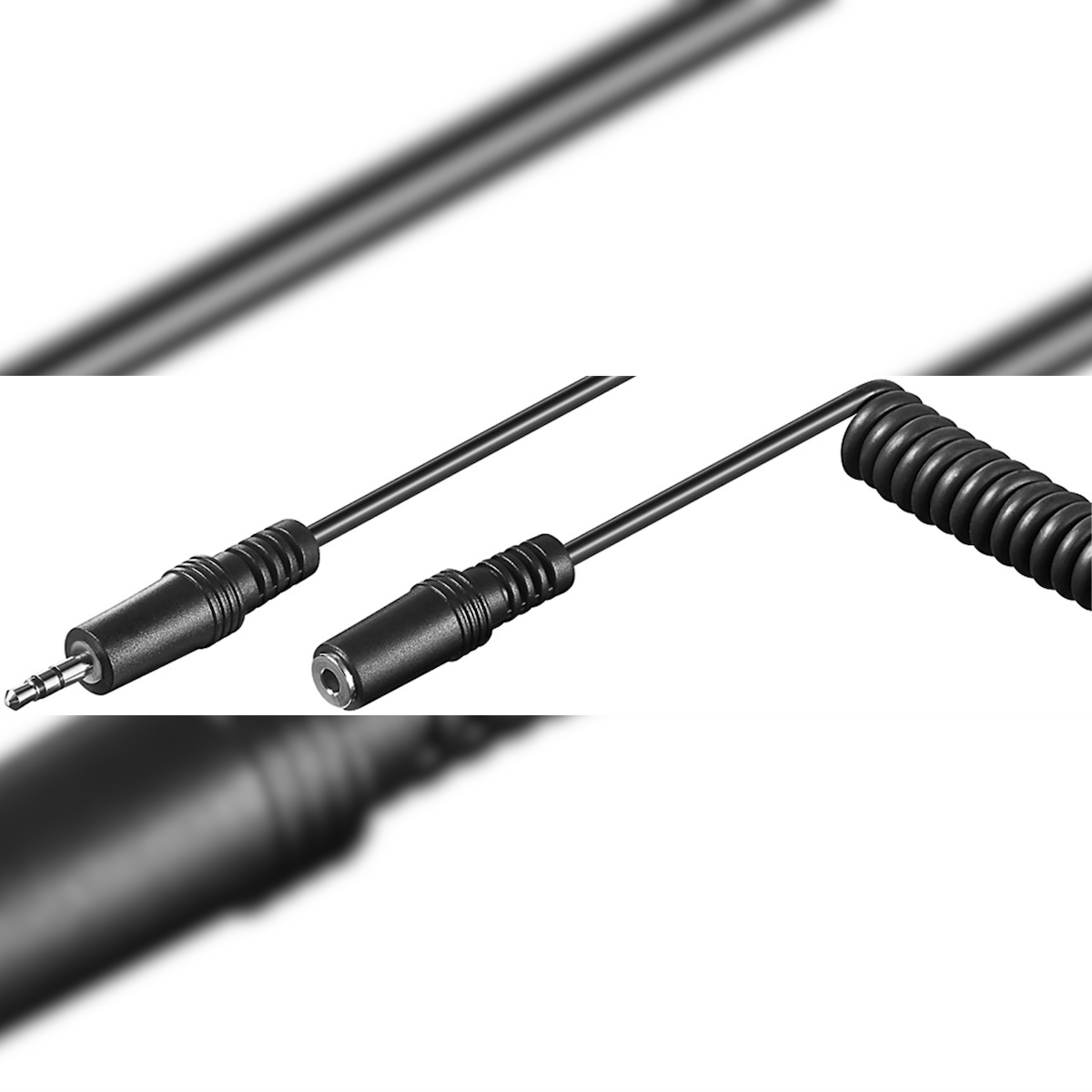 Goobay 50017 Kopfhörerverlängerung 3,5 mm, Spiralkabel, Schwarz - Klinke 3,5 mm Stecker (3-Pin, stereo) > Klinke 3,5 mm Buchse (3-Pin, stereo) Image