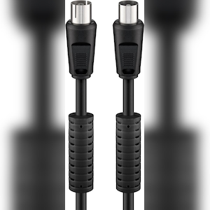 Goobay 50729 Antennenkabel mit Ferrite (80 dB), 2x geschirmt, 2.5 m, Schwarz - Koax-Stecker > Koax-Buchse (vollständig geschirmt) Image