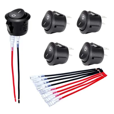 5PCS Round Rocker Switch ON Off SPST 20mm Mini Toggle Switch 12V for Car Automotive RV 2 Pin Switch