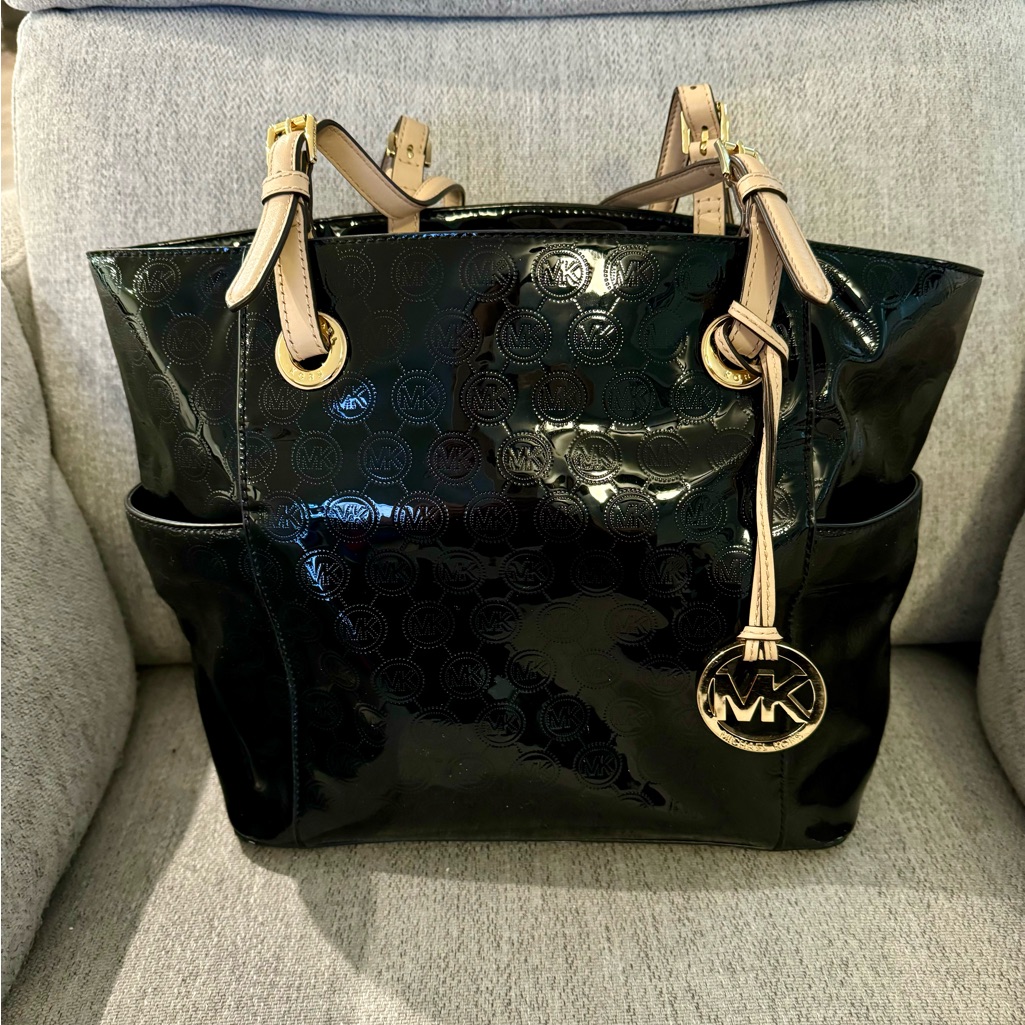 Michael Kors Accessories | Black Patent Leather Michael Kors Handbag With Matching Wallet. | Color: Black | Size: Os