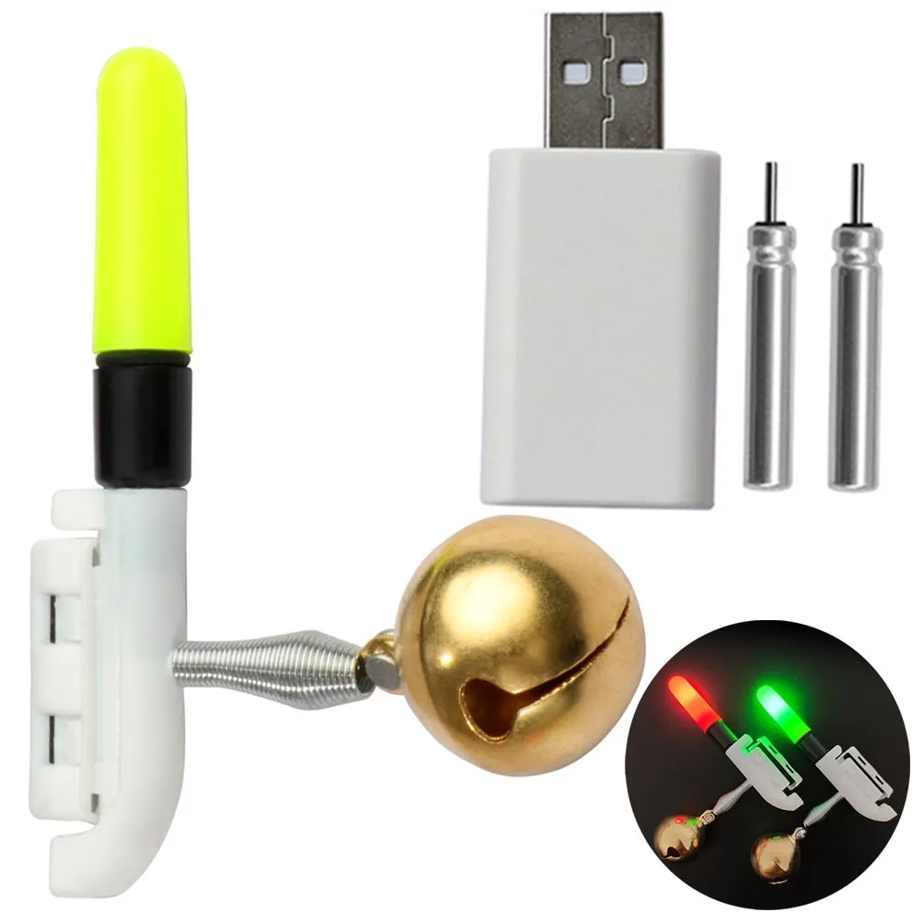 Angeln Licht Stick Stange Glocke LED CR425 3,6 V Lithium-Batterie USB Ladung Leucht Tackle Nacht Helle Lampe Werkzeuge Fisch beißen Alarm Image