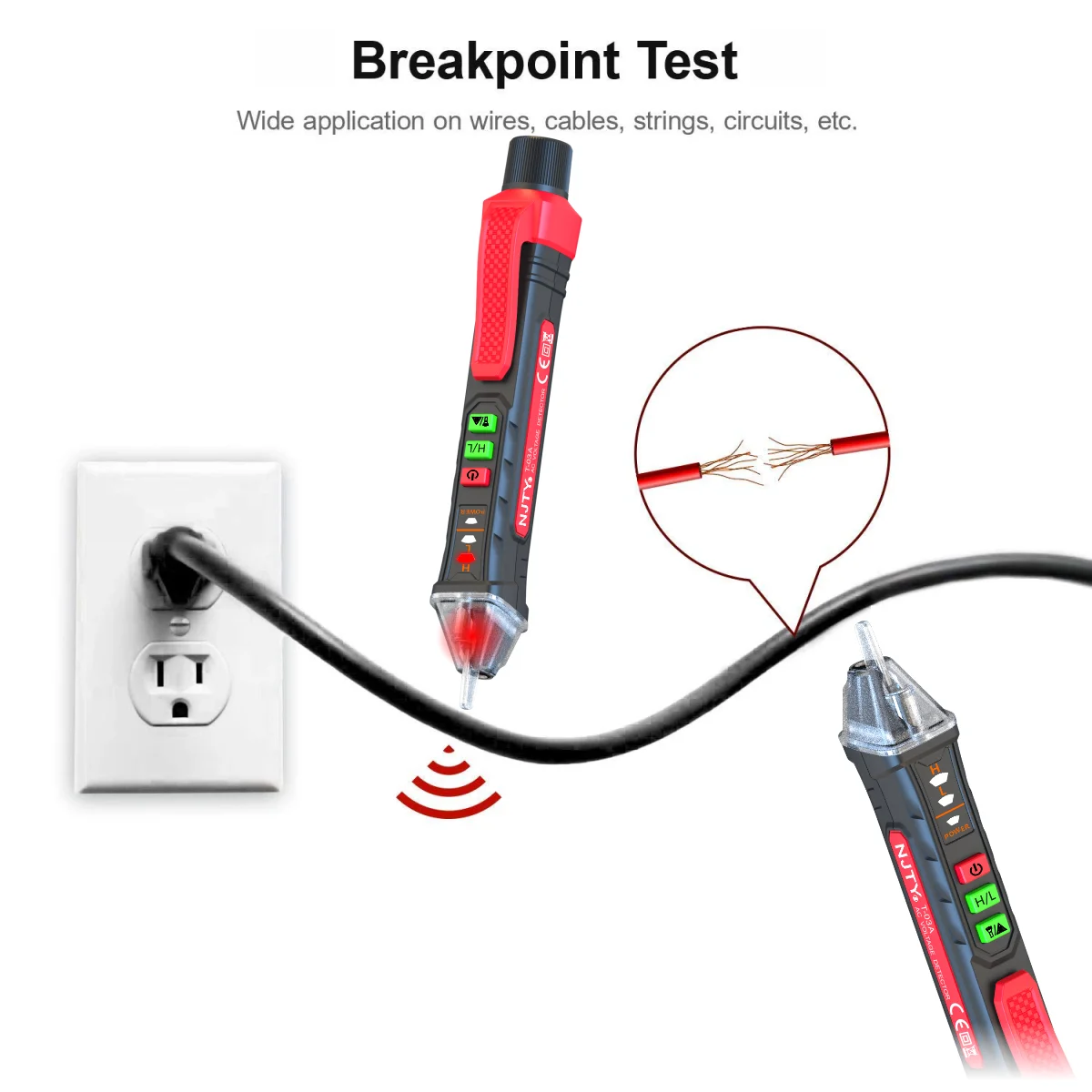 NJTY T-03 Leistungsschalter Finder Elektrische Instrument Bruchpunkte Detektor Live Wire Control Socket Testor Laser Spannung Stift Image