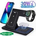 Supporto per caricabatterie Wireless pieghevole 3 In 1 per iPhone 15 14 13 12 8 X XR Apple Watch 8 7