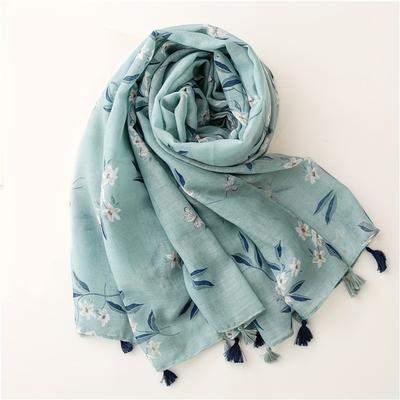 TEMU 1pc Of 180 * 85cm Headcloth The Warm , Outdoor And Sand Resistant Scarf, Fashionable Printed Soft Beach Towel, Women' Protection Rectangular Scarf, Popular Thin Tassel Shawl, Headscarf