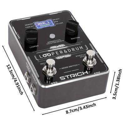 TEMU Strich Stereo Pedal Guitar Pedal With Built-in Drum Machine, Diverse Drum Patterns, 160 Minutes Recording Time, Usb For Audio /export, Support Software Editing Footswitch Control