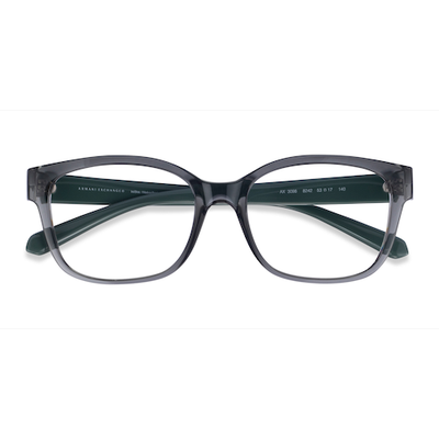 Unisex s horn Shiny Transparent Gray Plastic Prescription eyeglasses - Eyebuydirect s Armani Exchange AX3098