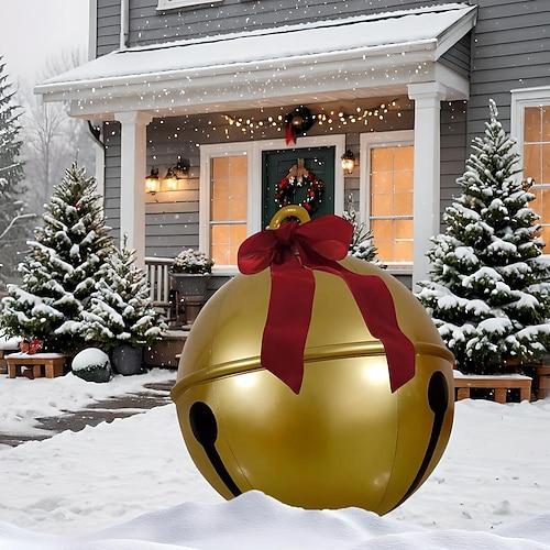 palla gonfiabile natalizia da esterno decorata da 60 cm (23,6 pollici) enormi ornamenti natalizi per albero cortile prato giardino portico palline gonfiabili ornamenti con pompa
