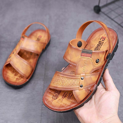 Herren Sandalen Hausschuhe Slippers Komfort-Sandalen Wanderschuhe Brautkleider schlicht Strand Design Täglich Strand PVC Wasserdicht Atmungsaktiv Komfortabel Halbschuhe Gelb Braun Sommer Image
