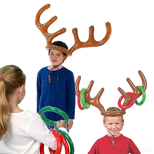 weihnachtsspiel aufblasbare santa lustige rentiergeweih hut ring werfen weihnachten kinder geschenk neues jahr weihnachten im freien aufblasbare spielzeuge Image
