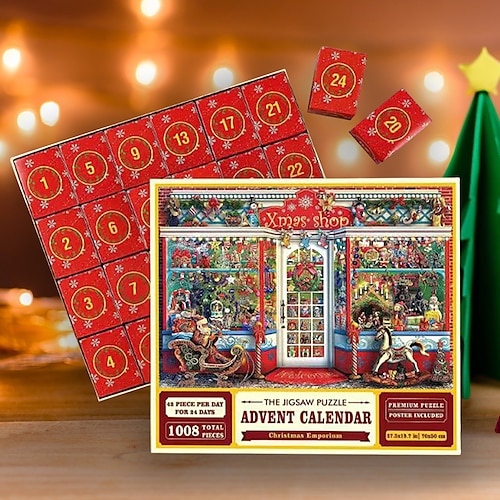 Puzzle-Adventskalender 2025-1008 Teile Puzzle für Erwachsene Kinder 24 Tage Countdown Kalender Die Geburt Jesu Familienspiel-Puzzle Weihnachtsgeschenkidee für Teenager Image