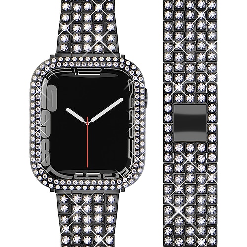 Schmuck Armband Kompatibel mit Apple Watch Armband 38mm 40mm 41mm 42mm 44mm 45mm 49mm mit Fall Damen Luxus Edelstahl Strass Ersatzarmband für iwatch Serie Ultra 8 7 6 5 4 3 2 1 SE Image
