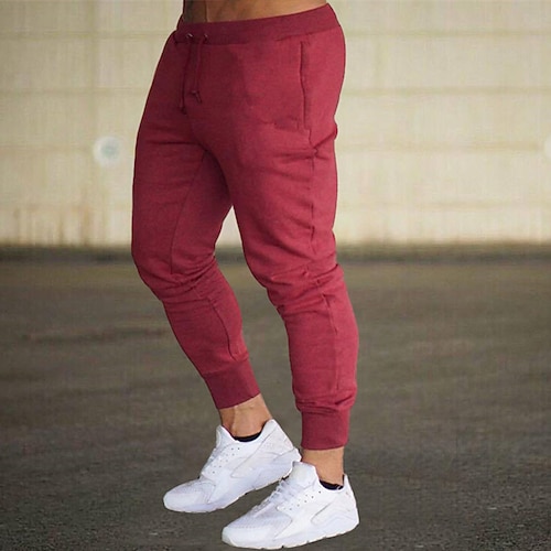 Herren Jogginghose Jogginghose Jogger Fleecehose Trainingshosen Trainingshose Tasche Elastischer Bund Einfarbig Leicht Lässig Täglich Laufen Basic sportlich Schwarzine Weiß Image