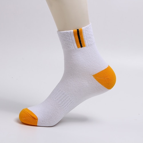 Herren 2 Paar Socken Socken Stricken Gelb Wein Farbe Farbblock Freizeitskleidung Urlaub Wochenende Mittel Frühling, Herbst, Winter, Sommer Warm-Ups Image