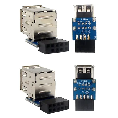 USB 2.0 Motherboard Header 9pin 10pin Motherboard to 2 Ports USB 2.0 Dual USB A 9 Pin Female Adapter