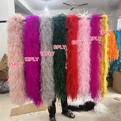 2Meters Natural Ostrich Feather Boa for Wedding Party Dress Sewing Accessory Colorful Ostrich