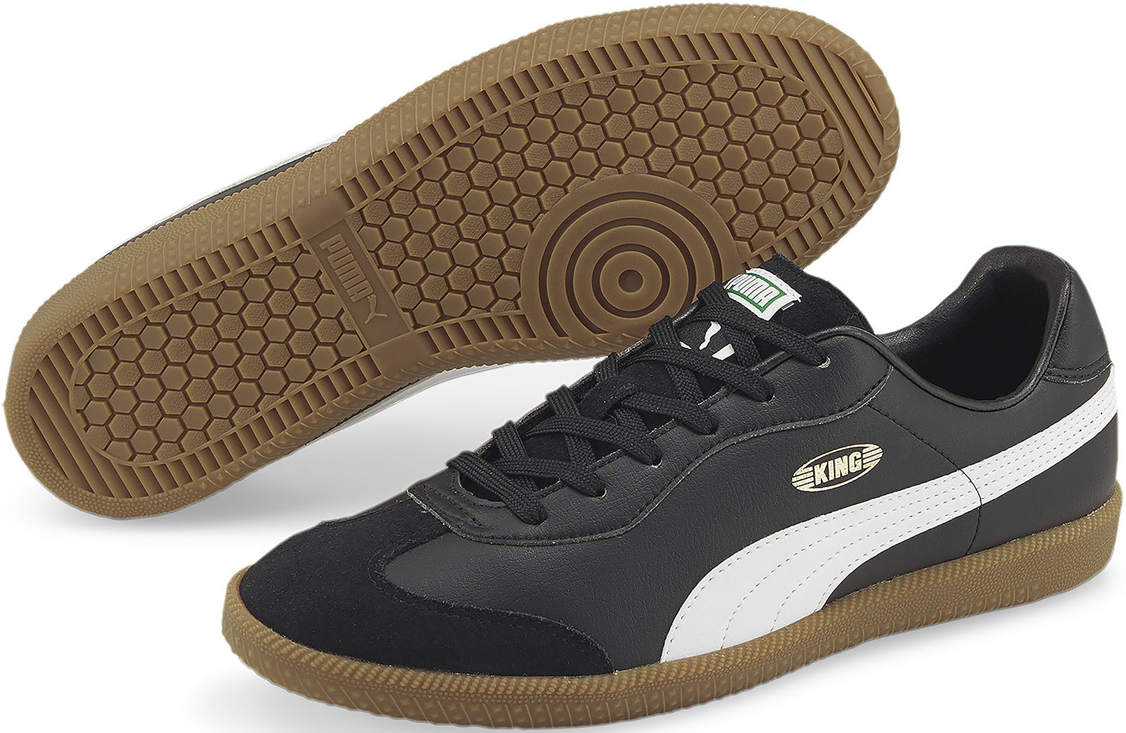 Sneaker PUMA "KING 21 IT", Damen, Gr. 44,5, schwarz-weiß (puma schwarz, puma weiß, gum), Synthetik, Schuhe Sneaker