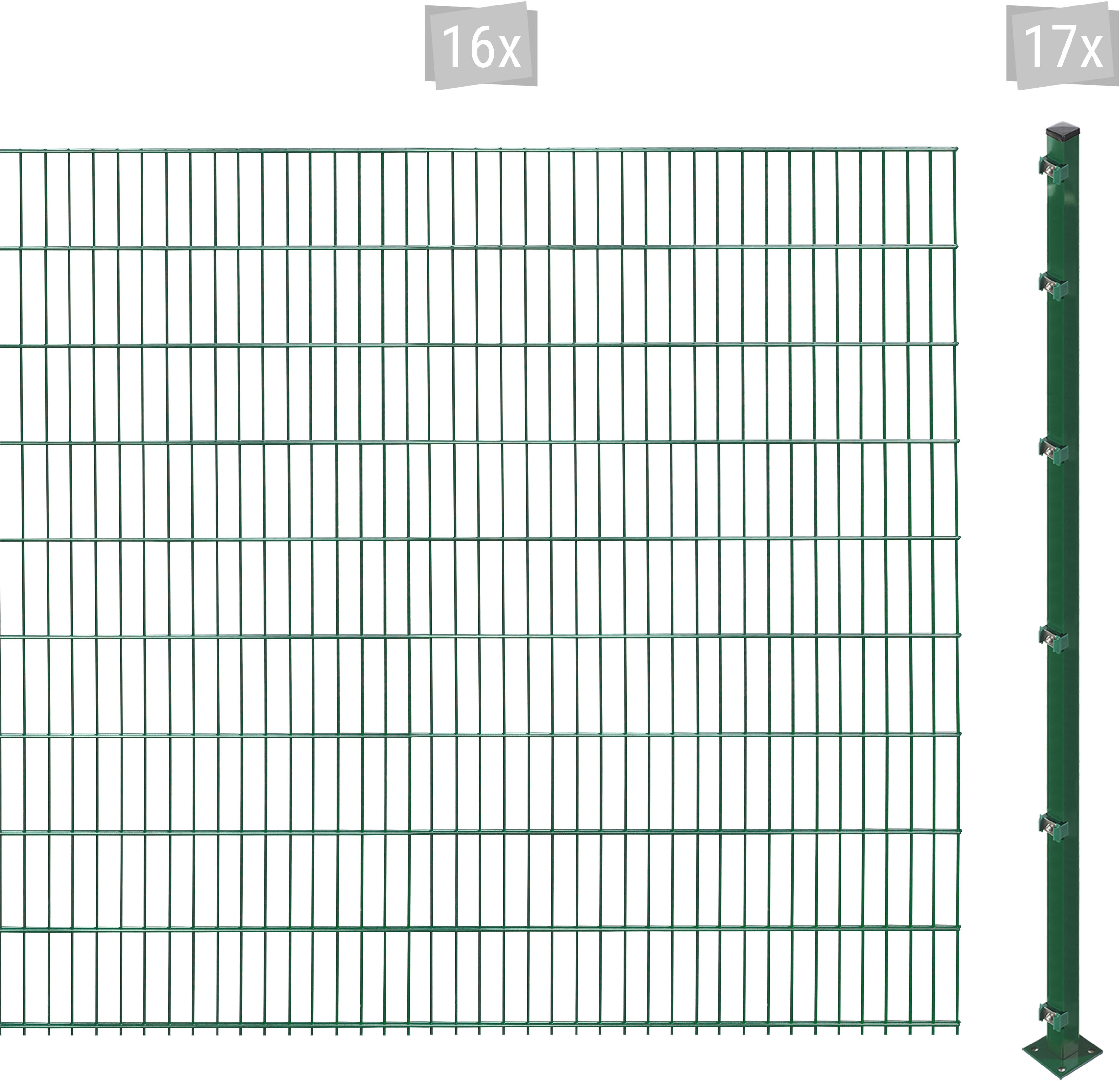 Doppelstabmattenzaun ARVOTEC "ESSENTIAL 183 zum Aufschrauben", grün (dunkelgrün), H:183cm, Kunststoff, Stahl, Zaunelemente, Zaunhöhe 183 cm, Zaunlänge 2 - 60 m Image