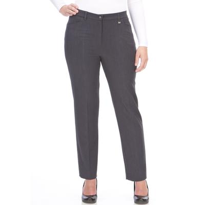 Stoffhose KJBRAND "Hose Bea in Bi-Stretch Kammgarnoptik mit Bügelfalte", Damen, Gr. 25, K-Gr, grau (anthrazit), Web, Obermaterial: 63% Polyester, 35% Viskose, 2% Elasthan, feminin, weit, unten schmal, Hosen, ideal für kräftige Oberschenkel Image