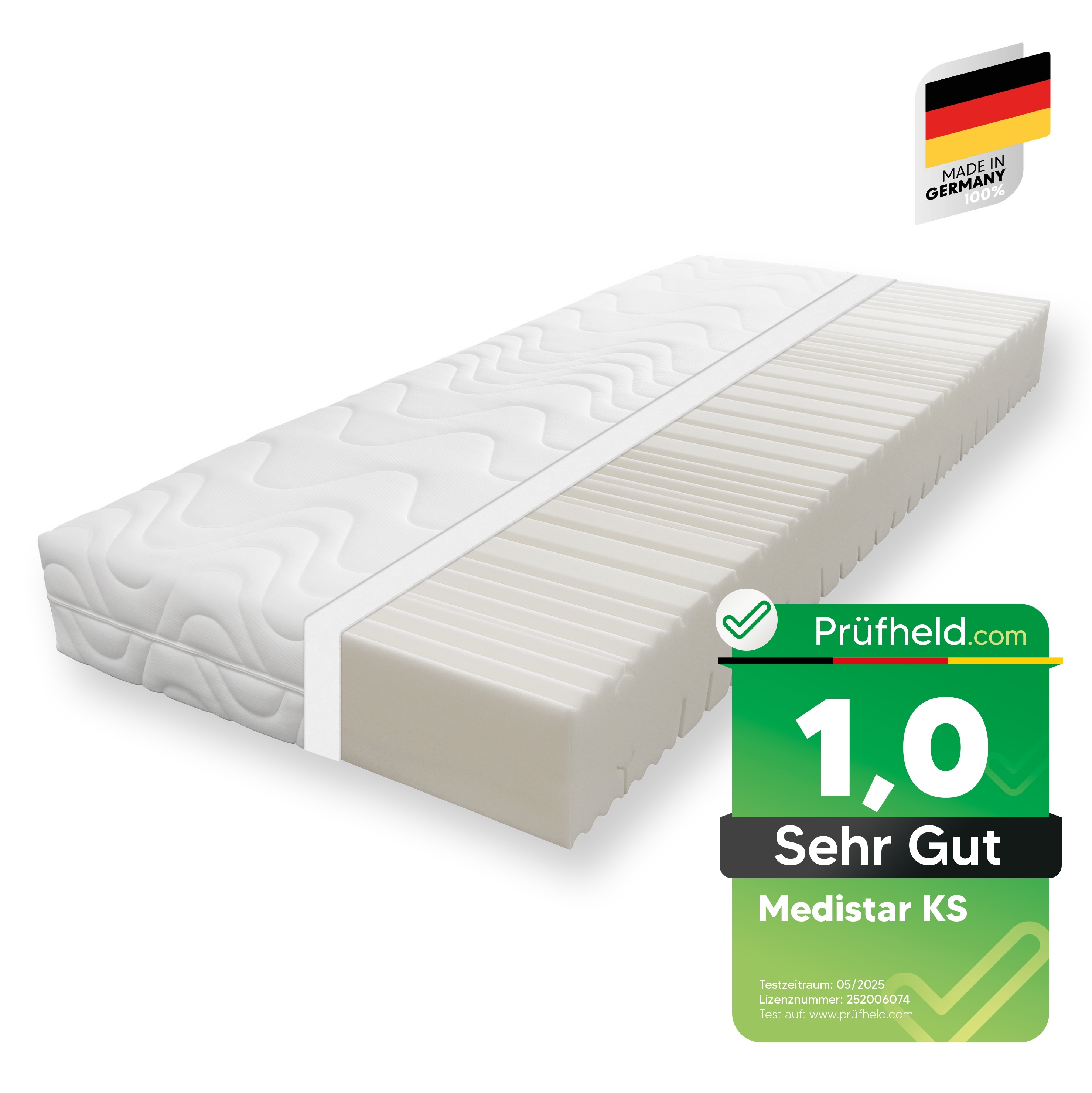 Komfortschaummatratze BECO "Medistar KS, Matratze Kaltschaum-Feeling 90x200 cm, 140x200 cm", transparent, B:90cm H:21cm L:200cm, Obermaterial: 100% Polyester, Matratzen, Geprüft mit 1,1* "SEHR GUT" & bewertet mit**Deutschland Favorit 2024