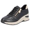 Keilsneaker RIEKER, Damen, Gr. 43, schwarz, Leder, Lederimitat, kontrastfarbene Details, sportlich, Schuhe Sneaker, Freizeitschuh,Halbschuh,Schnürschuh mit Reißverschluss, schmale Form