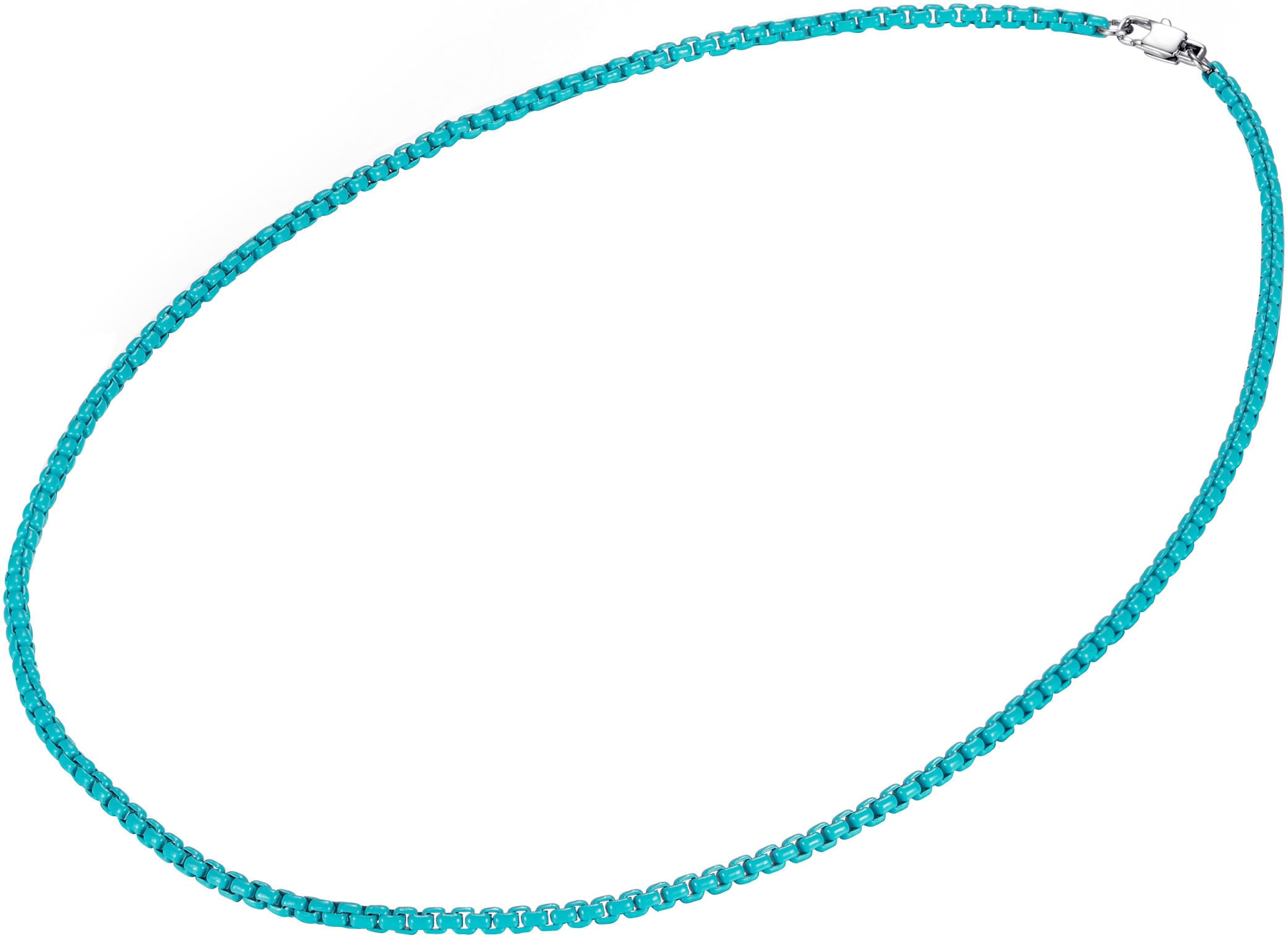 Edelstahlkette FIRETTI "Schmuck Geschenk Edelstahl Halsschmuck Halskette Venezianerkette Color" Gr. 60, bunt (türkis, edelstahlfarben), Halsketten, Damen, 60, Edelstahl, L: 60 B: 3,5mm, B:3,5mm Image