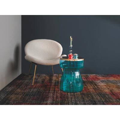 Beistelltisch KAYOOM "Roman 125, mundgeblasener Glaskorpus", blau (blau, gold), B:36cm H:48cm T:36cm, Mundgeblasenes Glas, 100% Eisen, Tische, mundgeblasener Glaskorpus, Retro-Design, goldene Metall-Tischplatte Image