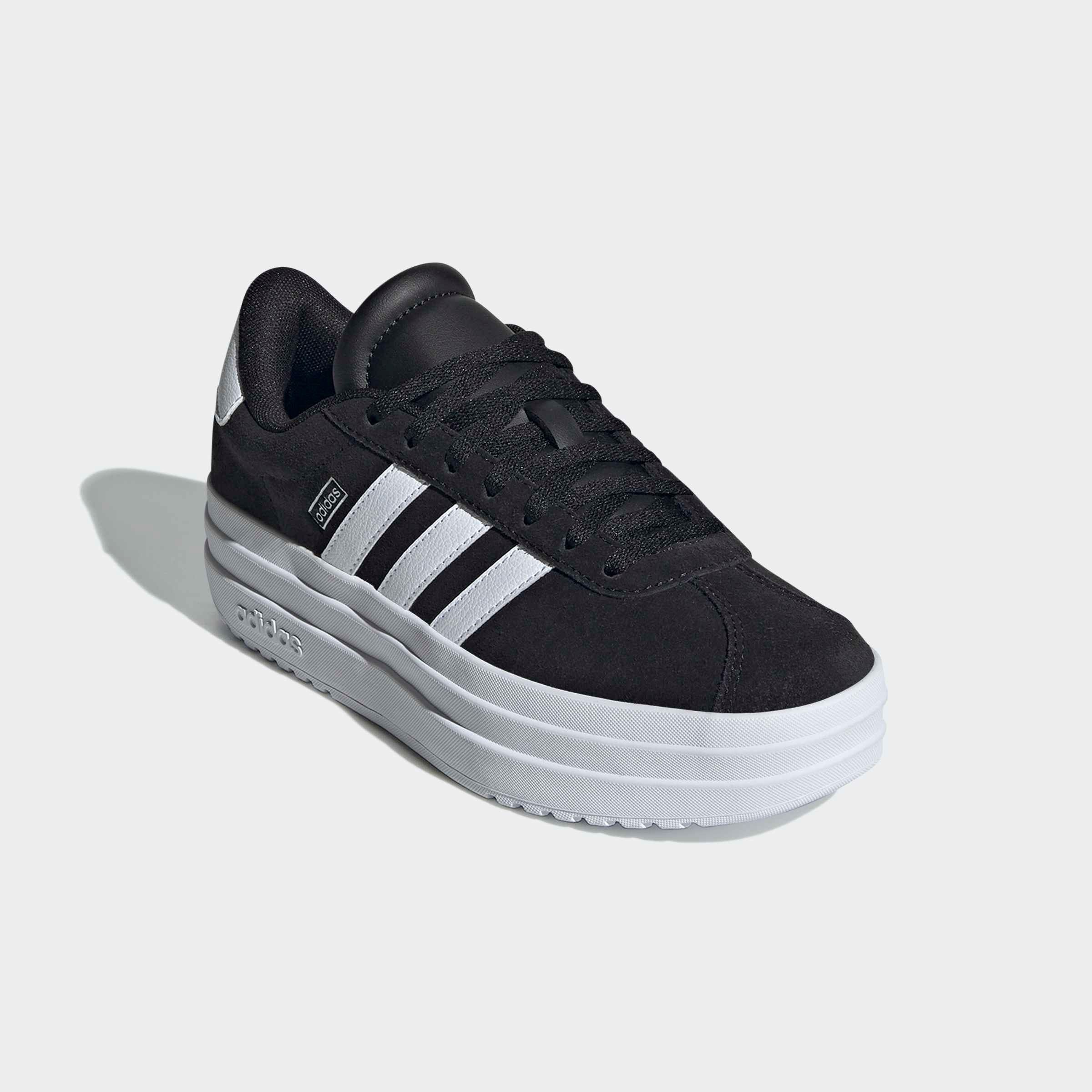 Plateausneaker ADIDAS SPORTSWEAR "VL COURT BOLD", Mädchen, Gr. 35,5, schwarz-weiß (core schwarz, cloud weiß, cloud weiß), Leder, Synthetik, Schuhe Plateausneaker, Design auf den Spuren des adidas Gazelle Bold, für Kinder