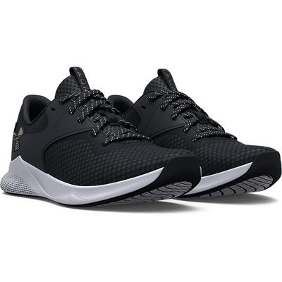 Trainingsschuh UNDER ARMOUR "UA W Charged Aurora 2", Gr. 42, schwarz (schwarz, schwarz, metallic warm silber), Textil, S