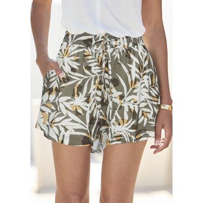 Shorts VIVANCE, Damen, Gr. 34, N-Gr, grün (grün, creme bedruckt), Jersey, Obermaterial: 100% Viskose, bedruckt, casual, figurumspielend kurz, Hosen, mit Alloverdruck aus Viskosejersey, kurze Hose mit Taschen Image