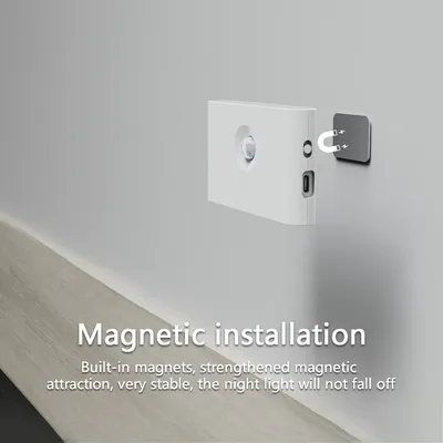 LED Intelligent Sensor Night Light Wireless USB Charging Motion Sensor Wall Light Bedroom Corridor Cabinet Bathroom Night Light