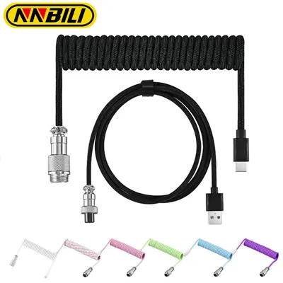 NNBILI Mechanische Tastatur Spiralkabel Draht Typ C USB-Anschluss Aviator Coiling Kabel Desktop-Computer Gaming Tastatur Zubehör