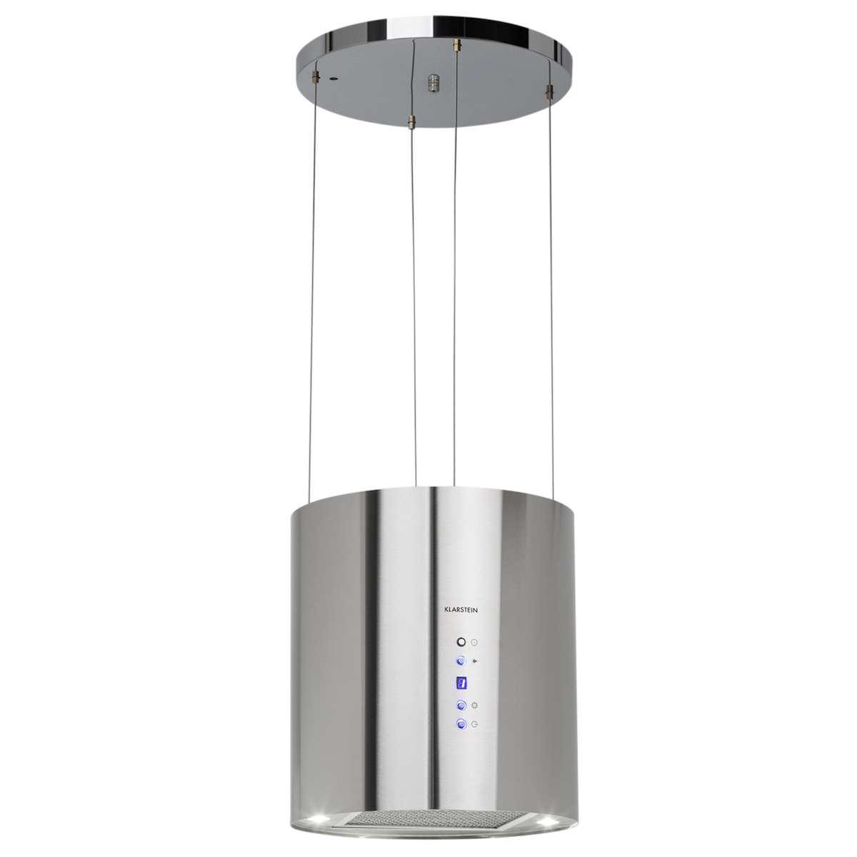 Klarstein Barett Inselabzugshaube Ø35cm Umluft 560 m³/h LED Aktivkohlefilter Edelstahl Image