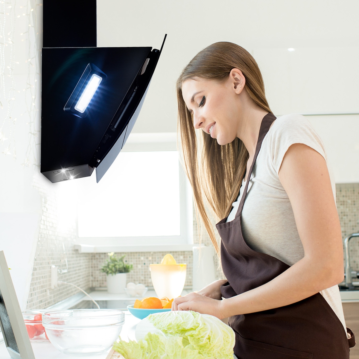 Klarstein Clara 60 Dunstabzugshaube Glas 509 m³/h Touch Ambiente-Licht Schwarz Image