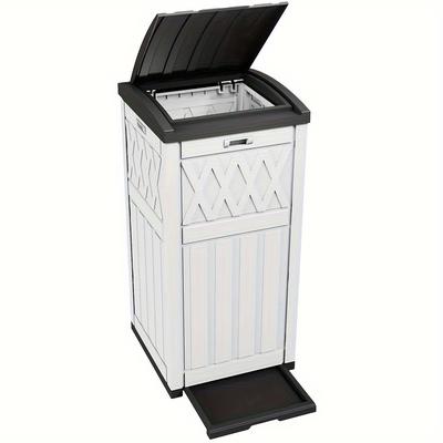 TEMU Quoyad33 Gallon Outdoor Trash Can With Layered Lid And Drip Tray Waterproof Garbagebbin.