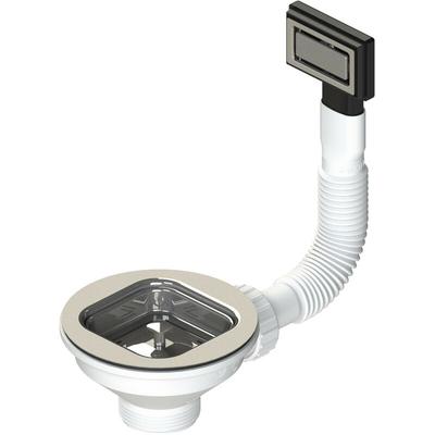 Lb Plast - Ablaufgarnitur Ø114 für Lochspüle Ø90 mit zu voll l.b. plast D601-M-CV gebürsteter Image