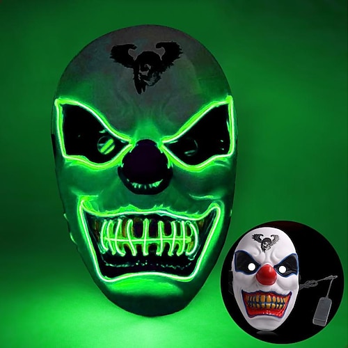 Halloween LED leuchtende Maske neue Party Rave Neon Maske Dekor Horror Clown leuchten Maske Maske Maskerade Club Cosplay Kostüm Requisiten Image