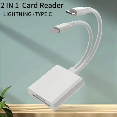 2 In 1 OTG Card Reader Type C Lightning to SD TF Memory Card Adapter For PC Laptop iPhone Multi