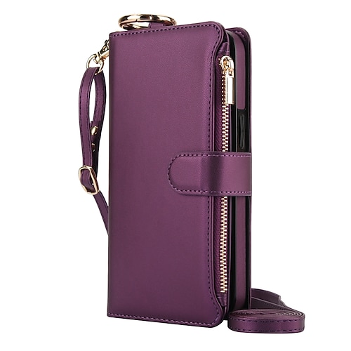 Handy Hülle Handyhüllen Für iPhone 17 Pro Max 17 Air 16 15 14 Pro Max Plus 16e 13 12 11 Pro Max Mini Rückseite Brieftaschenhülle Mit Ständer Ringhalter Reisverschluss Retro TPU PU-Leder Image