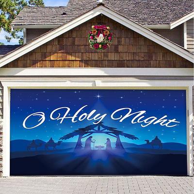 Christmas Background Cloth Outdoor Garage Door Tapestry Cloth Festive Party Decorations Comes With Hanging Cloth Large Size