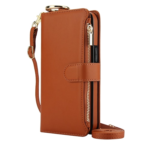 Handy Hülle Handyhüllen Für iPhone 17 Pro Max 17 Air 16 15 14 Pro Max Plus 16e 13 12 11 Pro Max Mini Rückseite Brieftaschenhülle Mit Ständer Ringhalter Reisverschluss Retro TPU PU-Leder Image